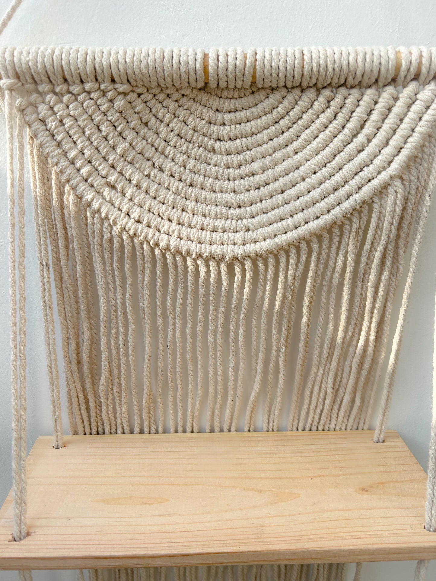 CG Homes MACRAME WALL HANGING WITH WOODEN SHELF