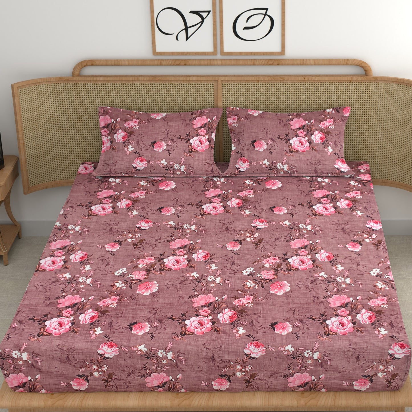 CG Homes 140 TC Double Printed Flat Bedsheet DB614