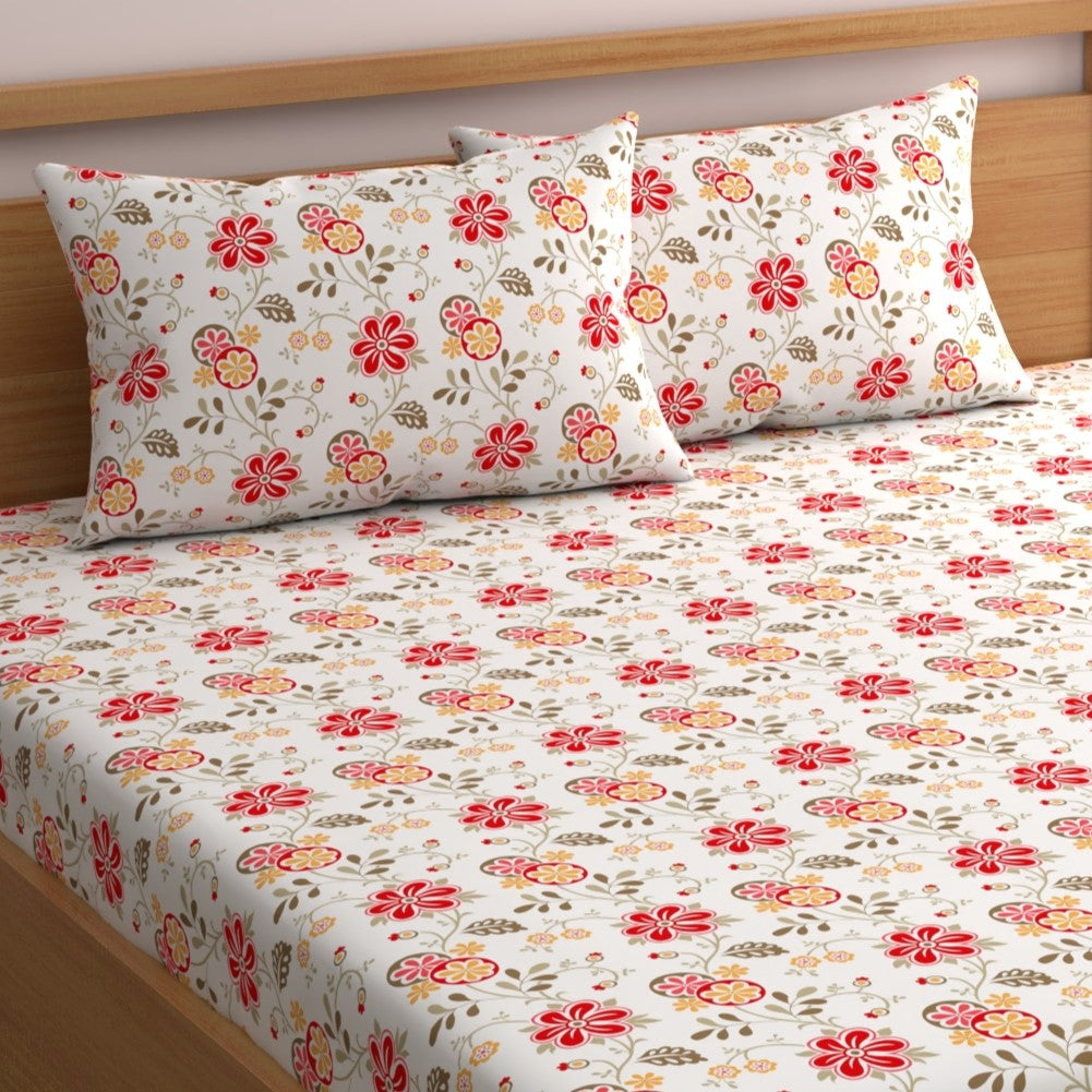 CHHAVI INDIA 210 TC Microfiber Printed Double Bedsheet With Pillow Covers