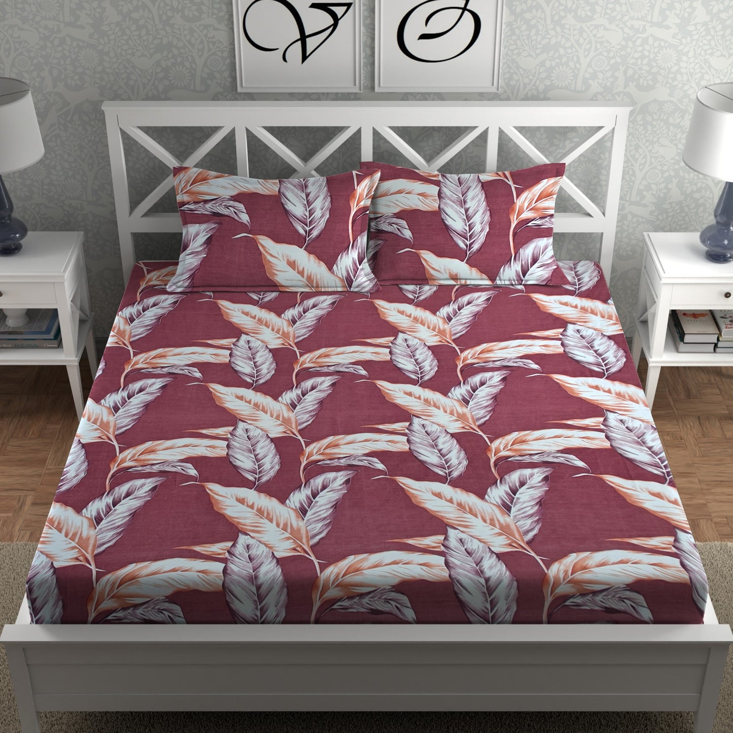 CG Homes 140 TC Double Printed Flat Bedsheet DB681