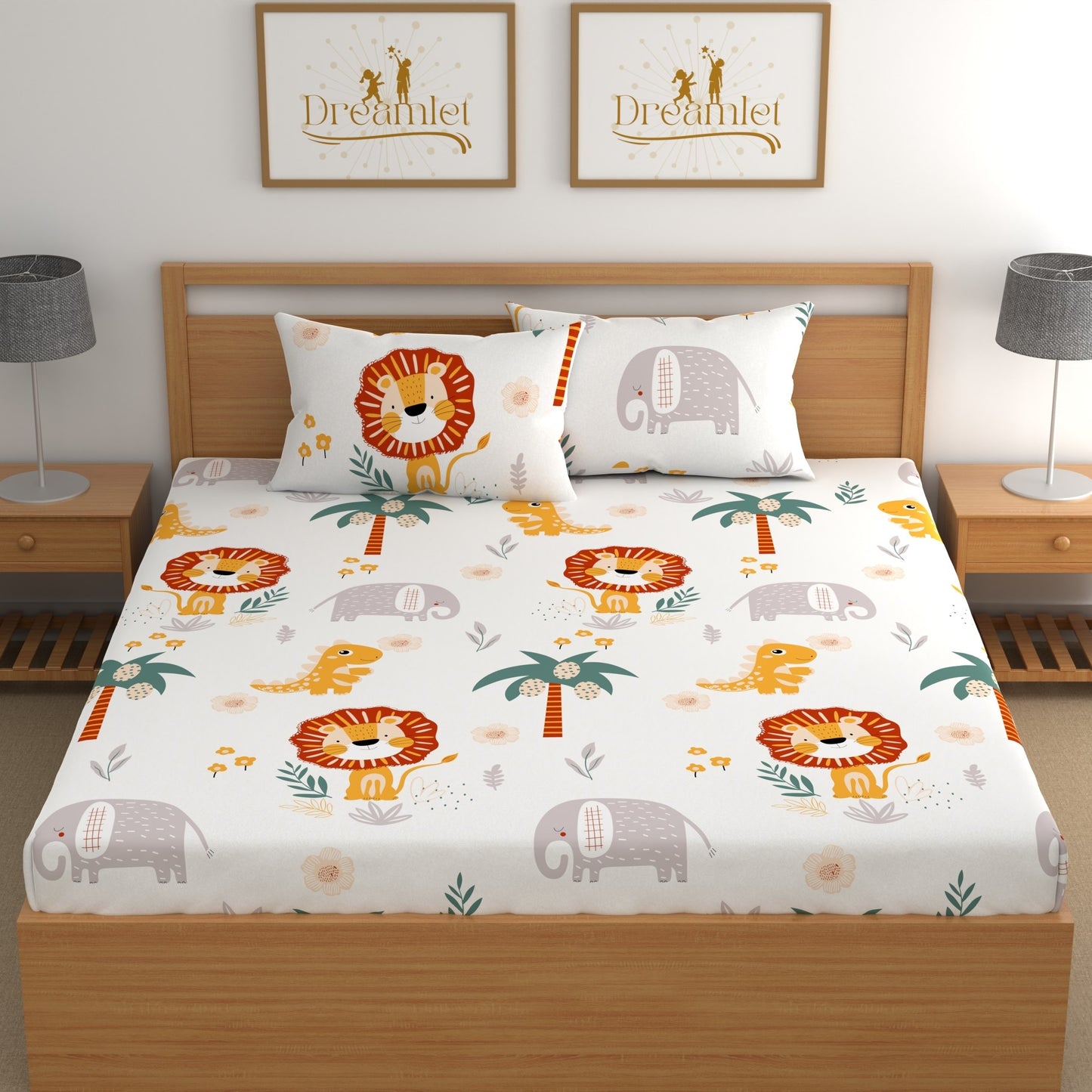 DREAMLET 180TC Glace Cotton Bedsheet with 2 Pillow Covers DB385