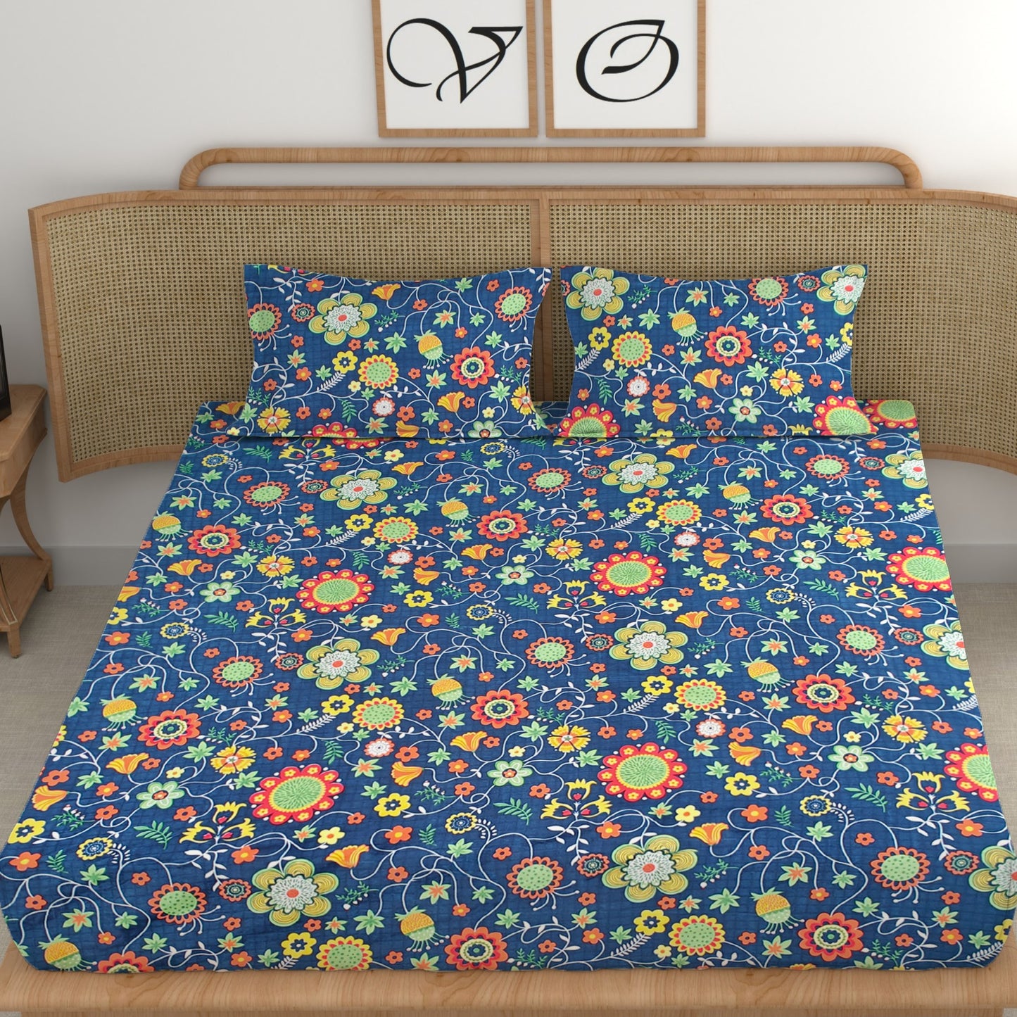 CG Homes 140 TC Double Printed Flat Bedsheet DB618