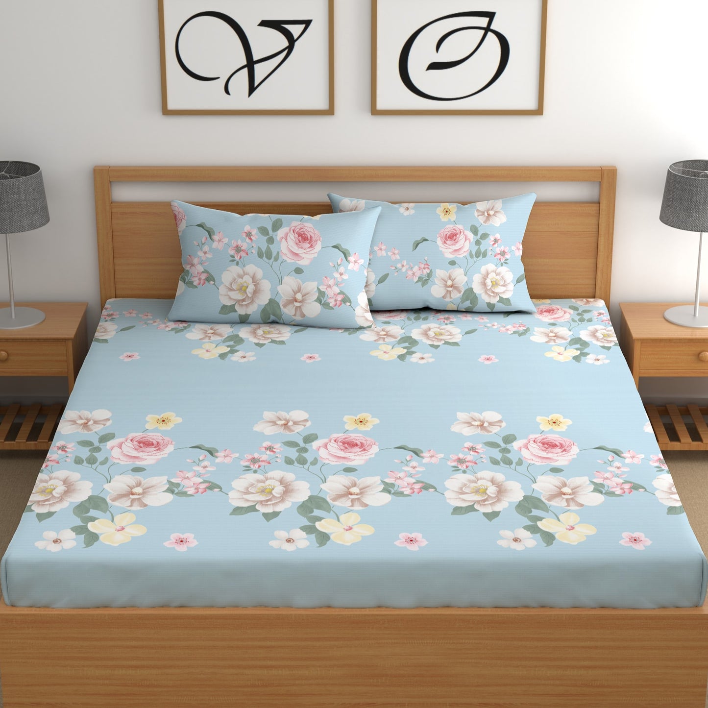 CHHAVI INDIA 210 TC Microfiber Printed Double Bedsheet With Pillow Covers