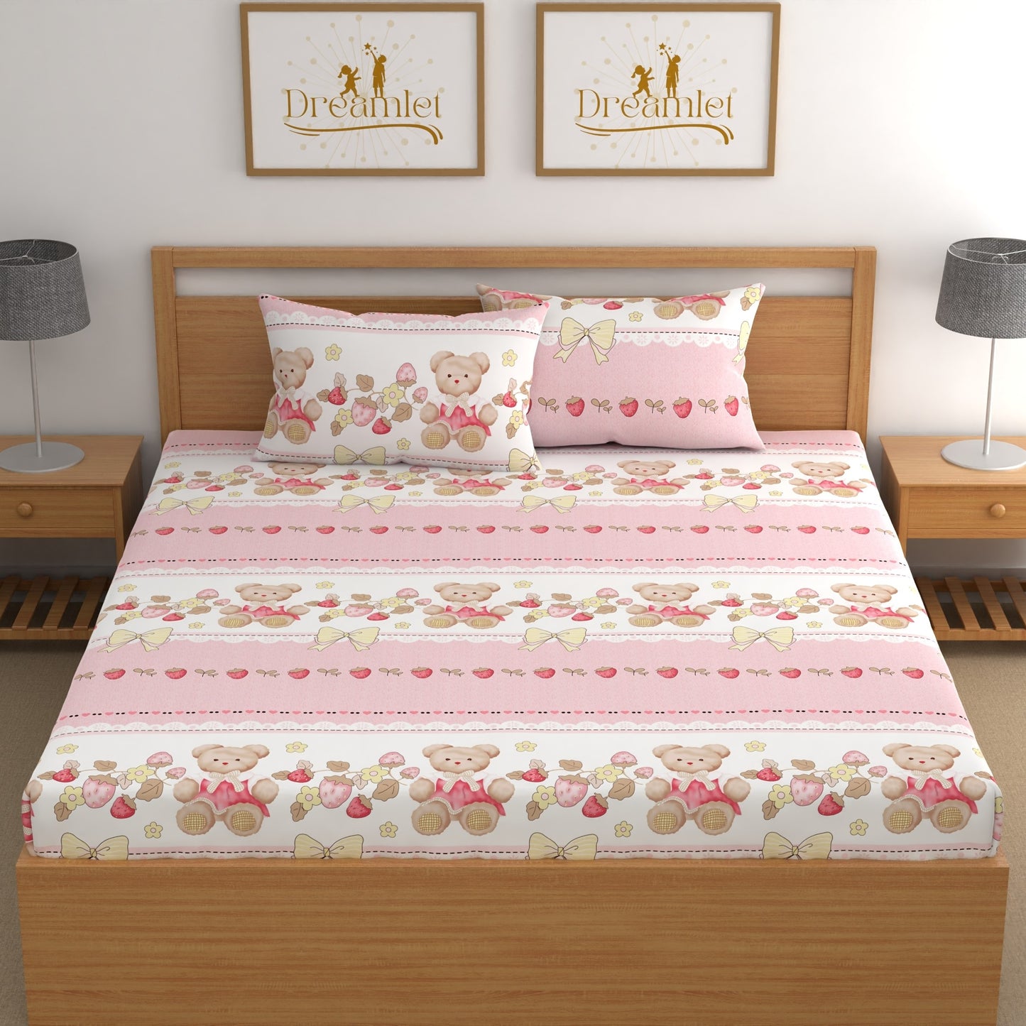 DREAMLET 180TC Glace Cotton Bedsheet with 2 Pillow Covers DB379