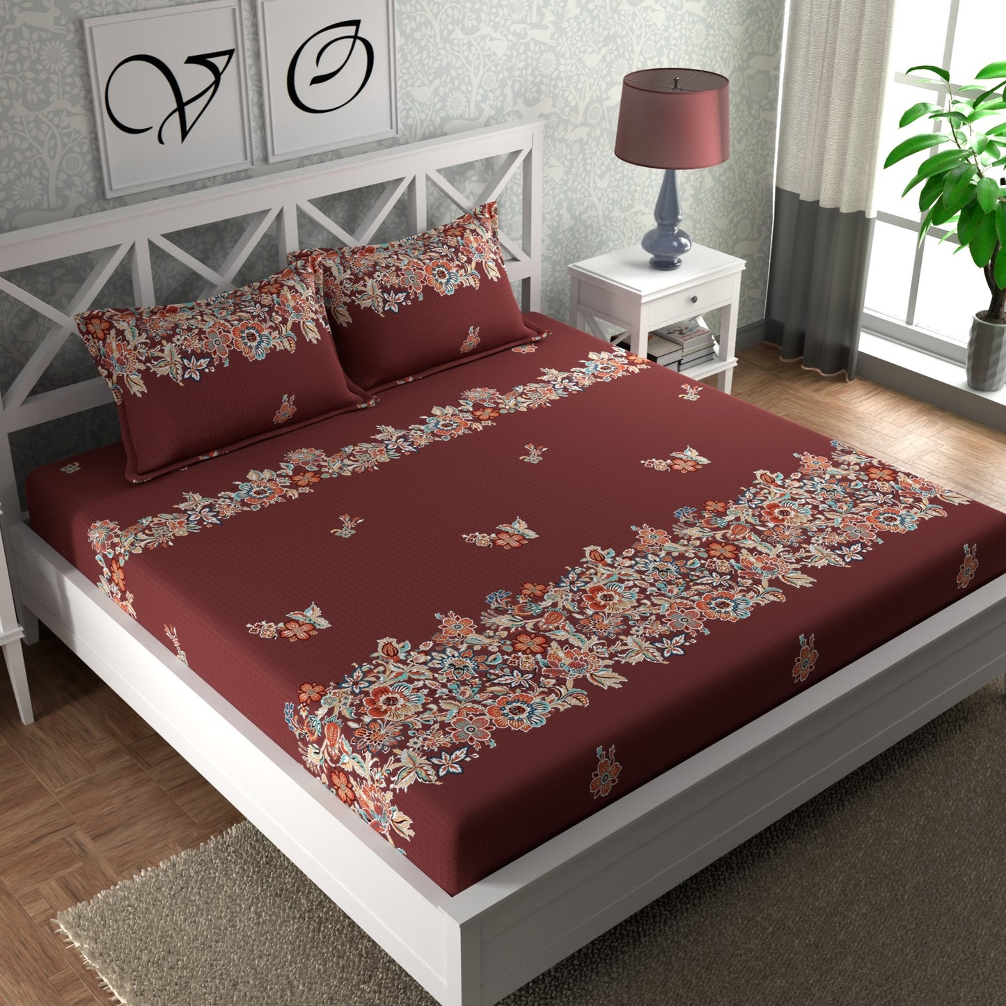 CG Homes 140 TC Double Printed Flat Bedsheet DB688