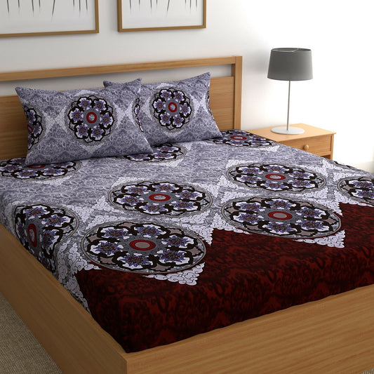 CG Homes 140 TC Double Printed Flat Bedsheet DB654