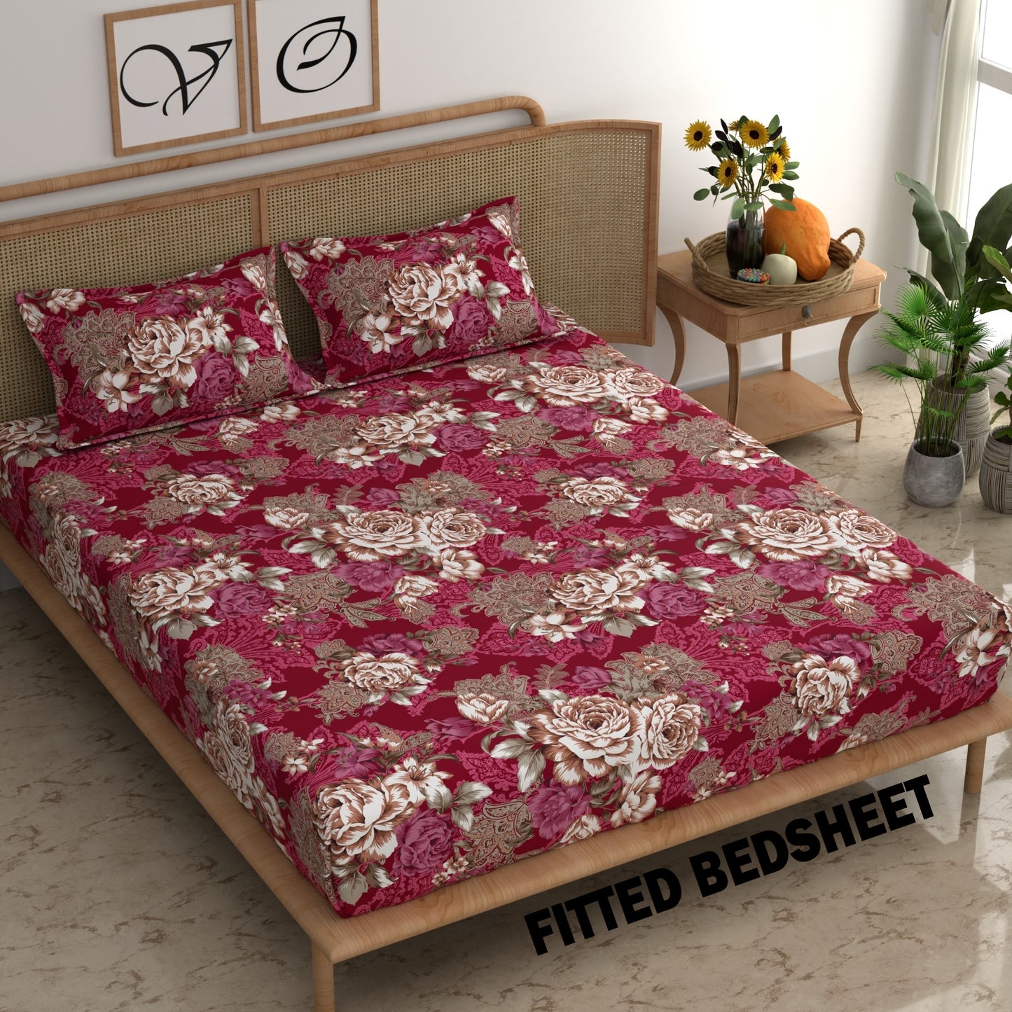 CG Homes 140 TC Double Printed Flat Bedsheet DB600