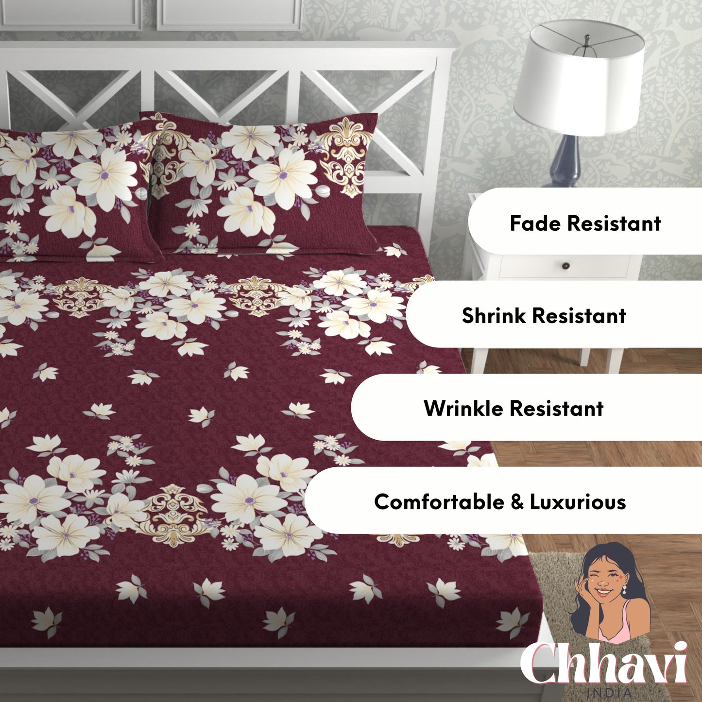 CHHAVI INDIA 210 TC Skin Safe Feel Soft Microfiber Bedsheet