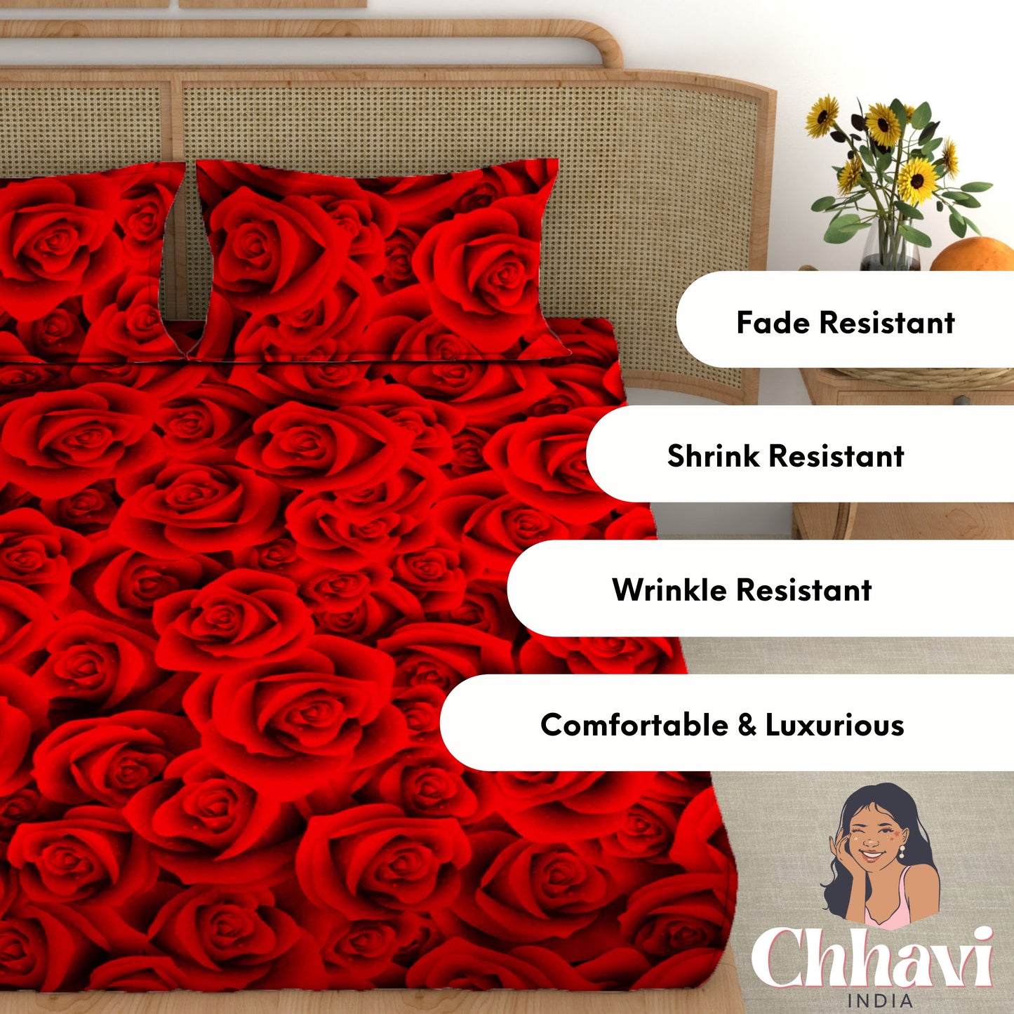 CHHAVI INDIA 210 TC Skin Safe Feel Soft Microfiber Bedsheet