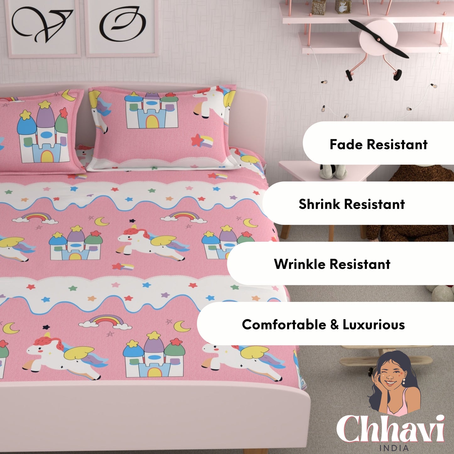 CHHAVI INDIA 210 TC Skin Safe Feel Soft Microfiber Bedsheet