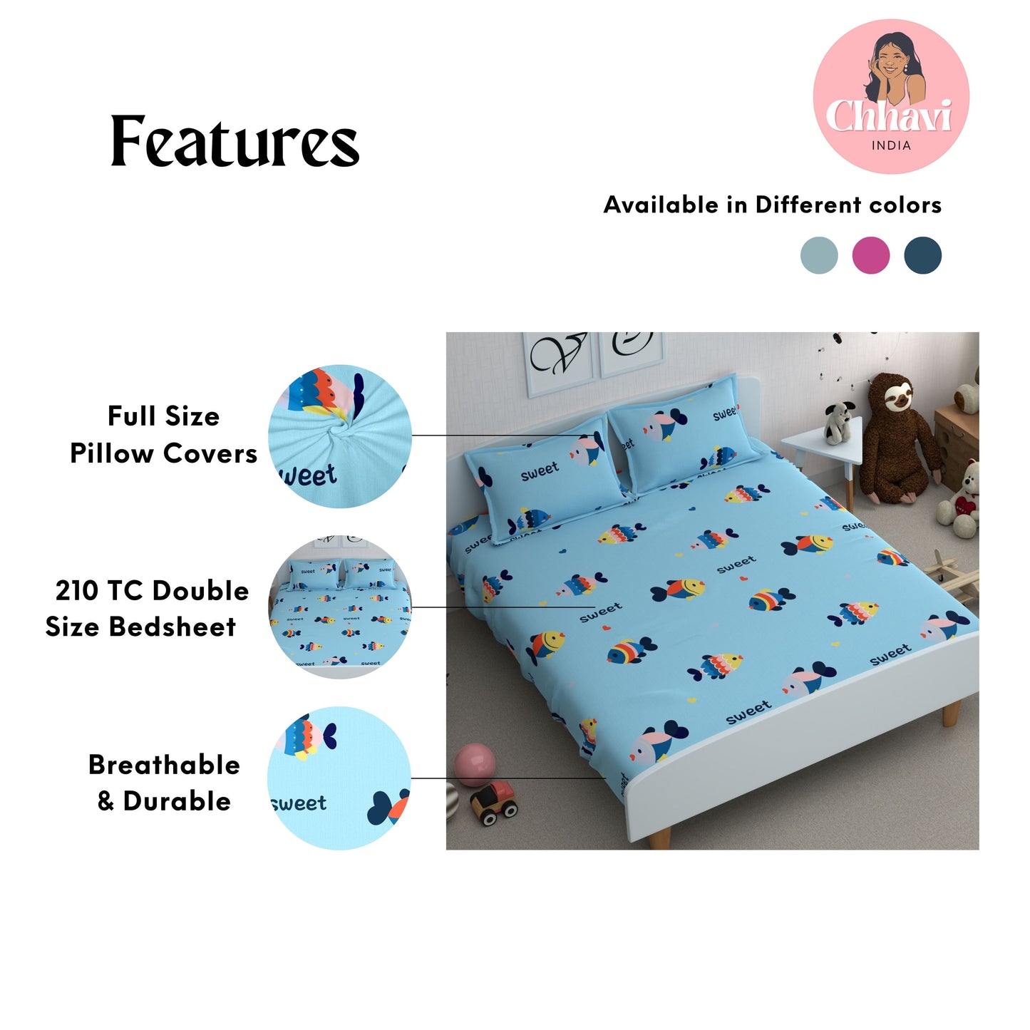 CHHAVI INDIA 210 TC Skin Safe Feel Soft Microfiber Bedsheet