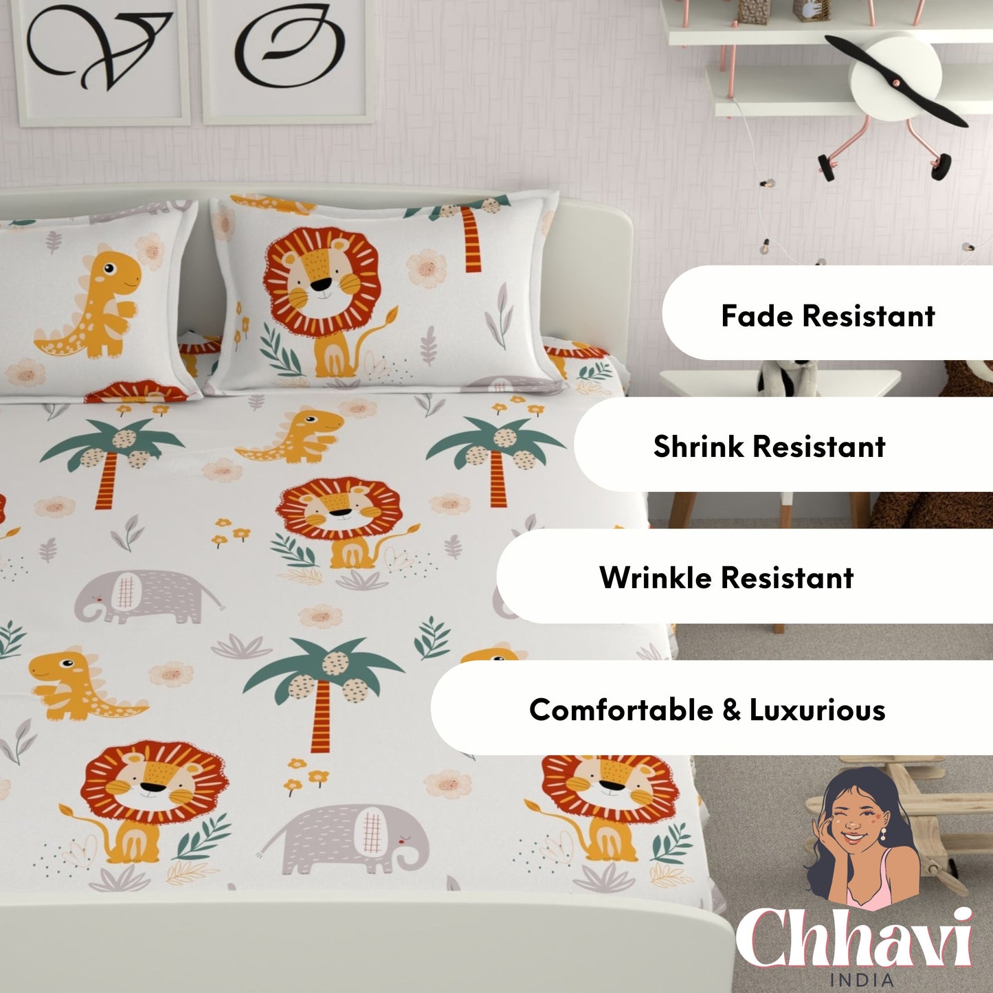 CHHAVI INDIA 210 TC Microfiber Printed Double Bedsheet With Pillow Covers