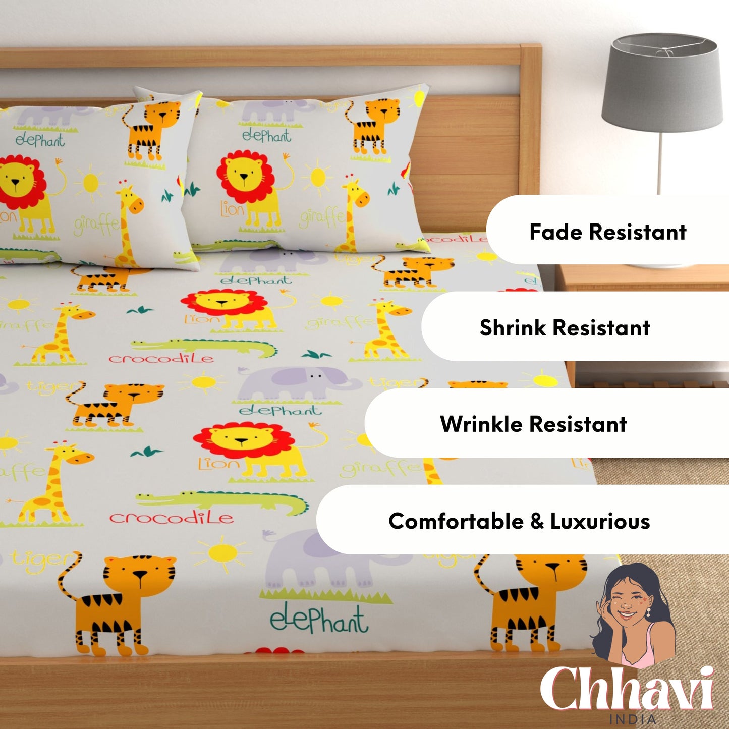 CHHAVI INDIA 210 TC Microfiber Printed Double Bedsheet With Pillow Covers