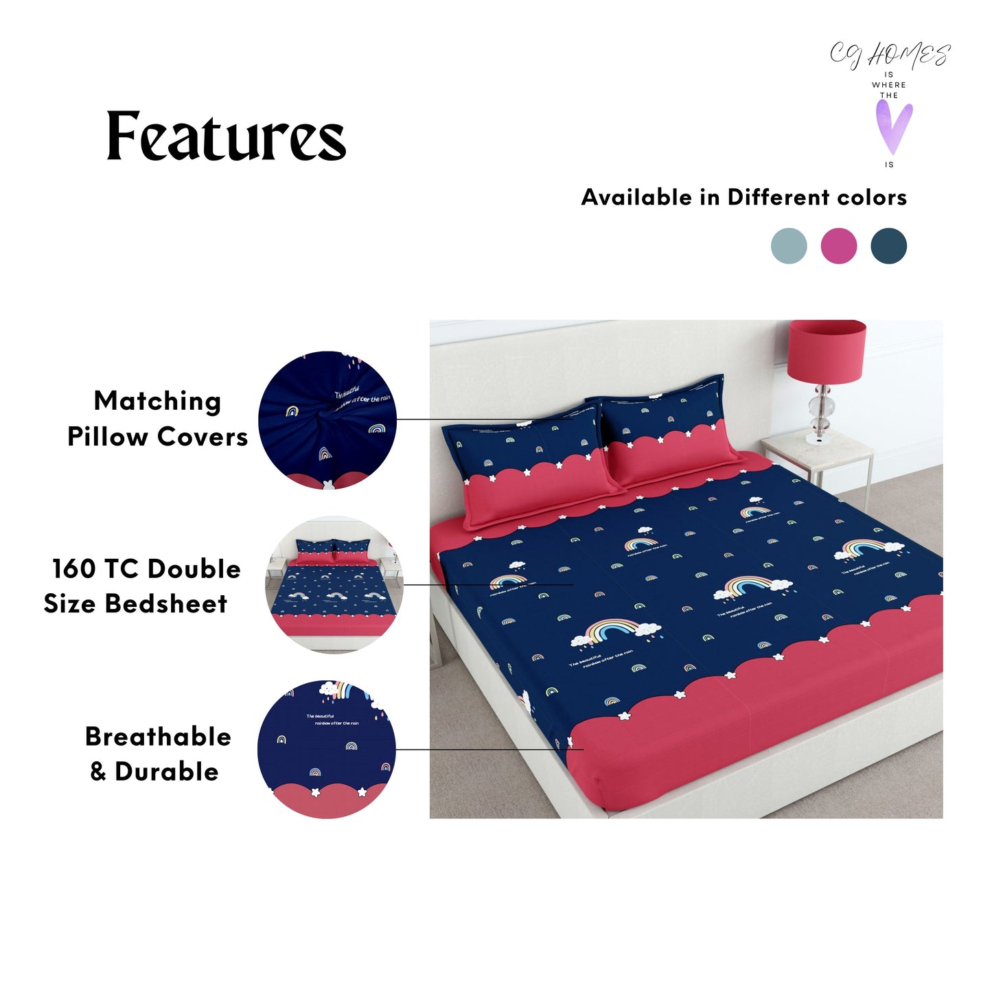 CHHAVI INDIA 210 TC Microfiber Printed Double Bedsheet With Pillow Covers