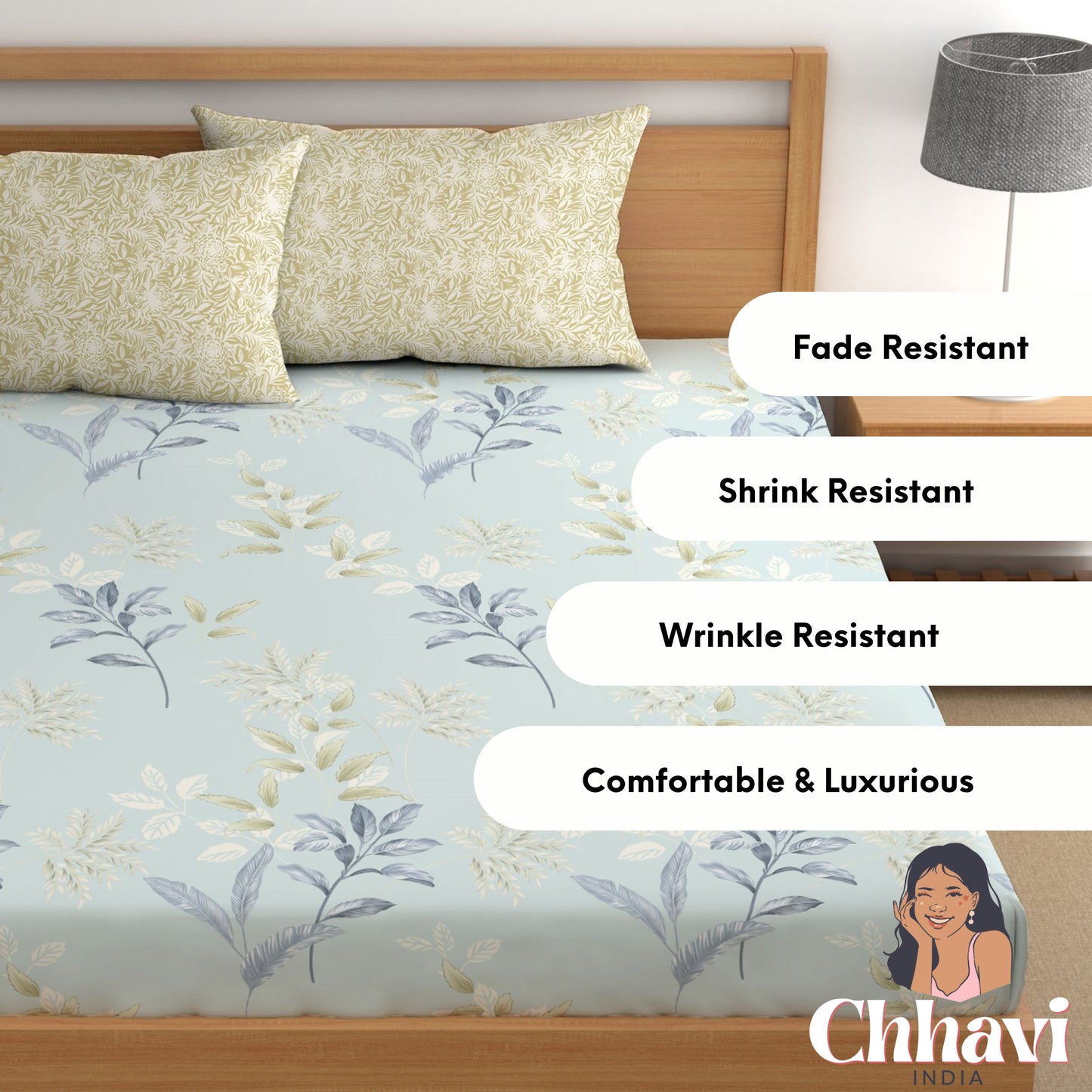 CHHAVI INDIA 210 TC Microfiber Printed King Size Bedsheet With Pillow Covers