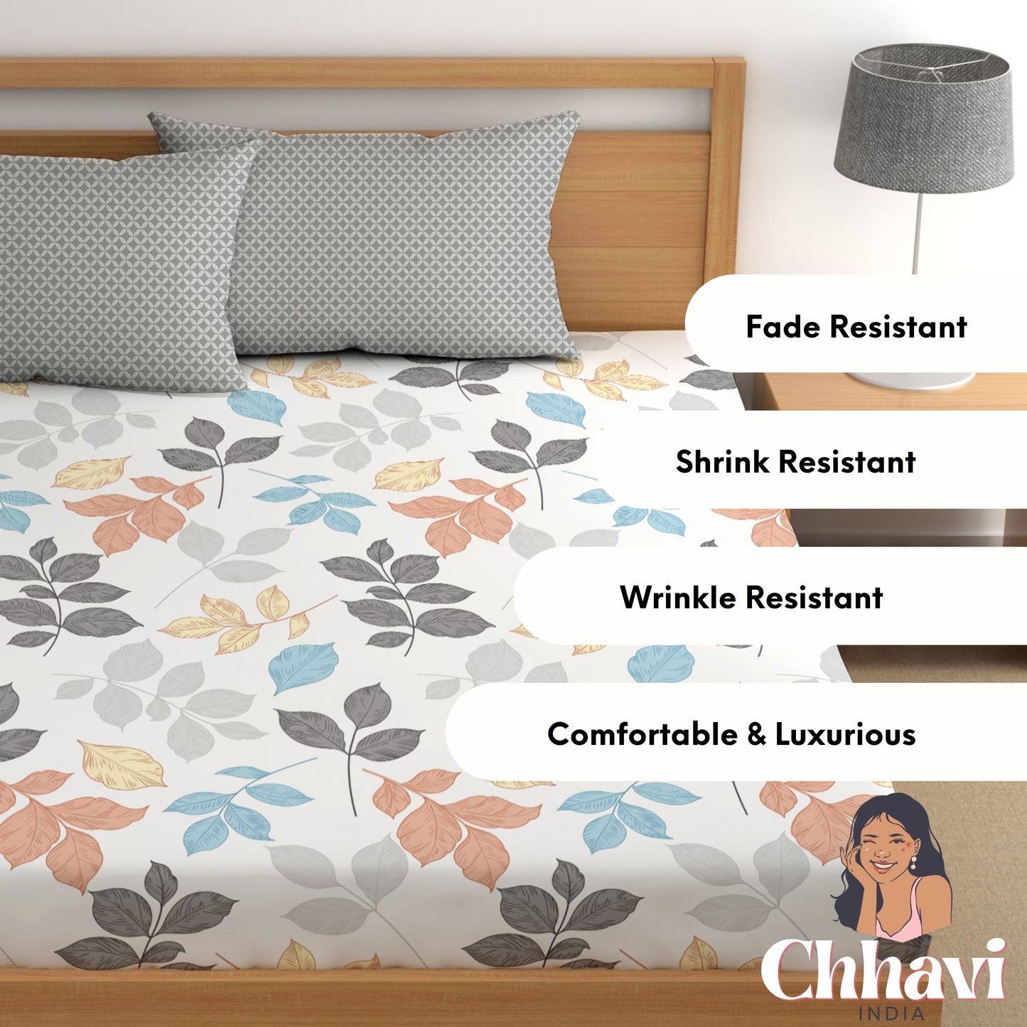 CHHAVI INDIA 210 TC Microfiber Printed King Size Bedsheet With Pillow Covers