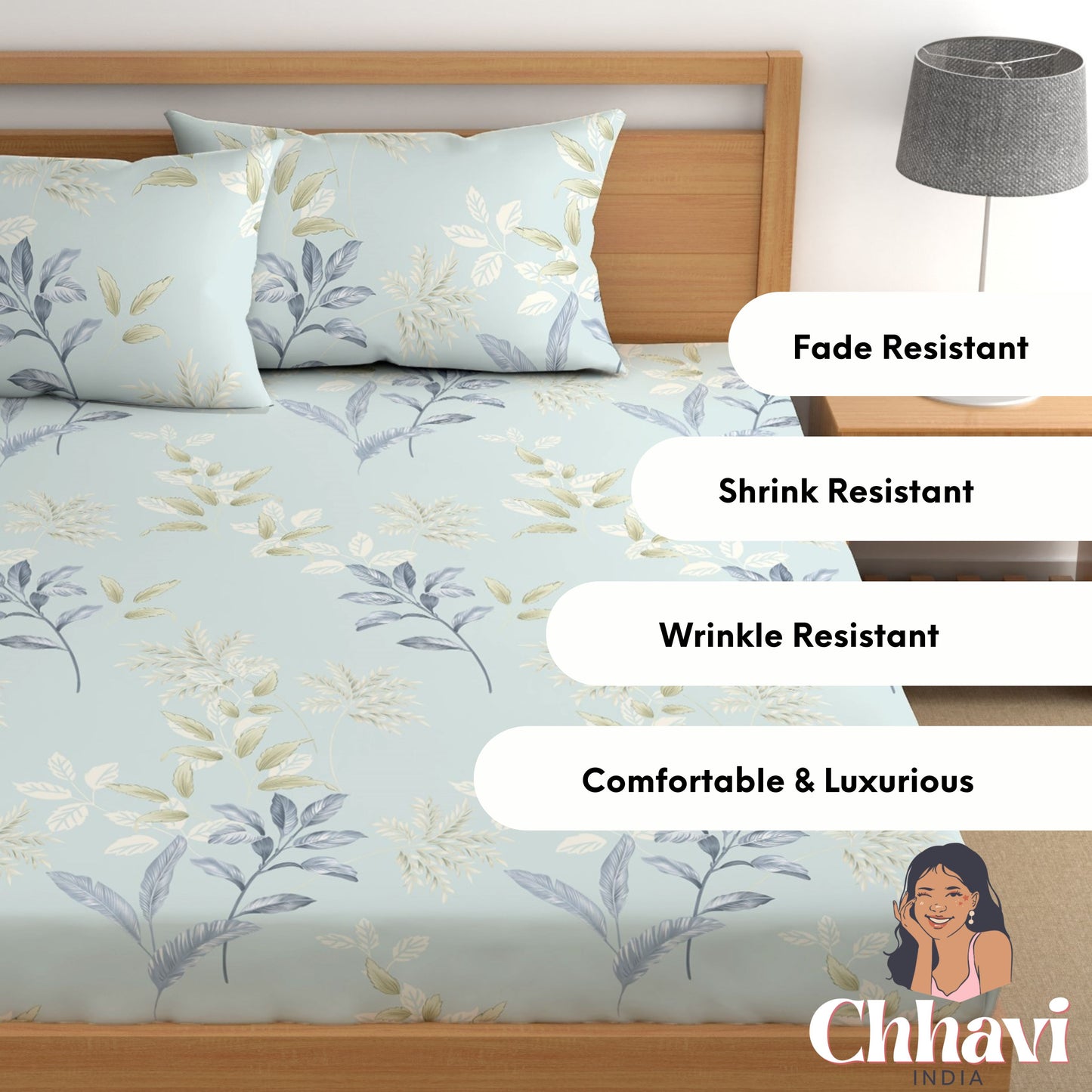 CHHAVI INDIA 210 TC Microfiber Printed King Size Bedsheet With Pillow Covers