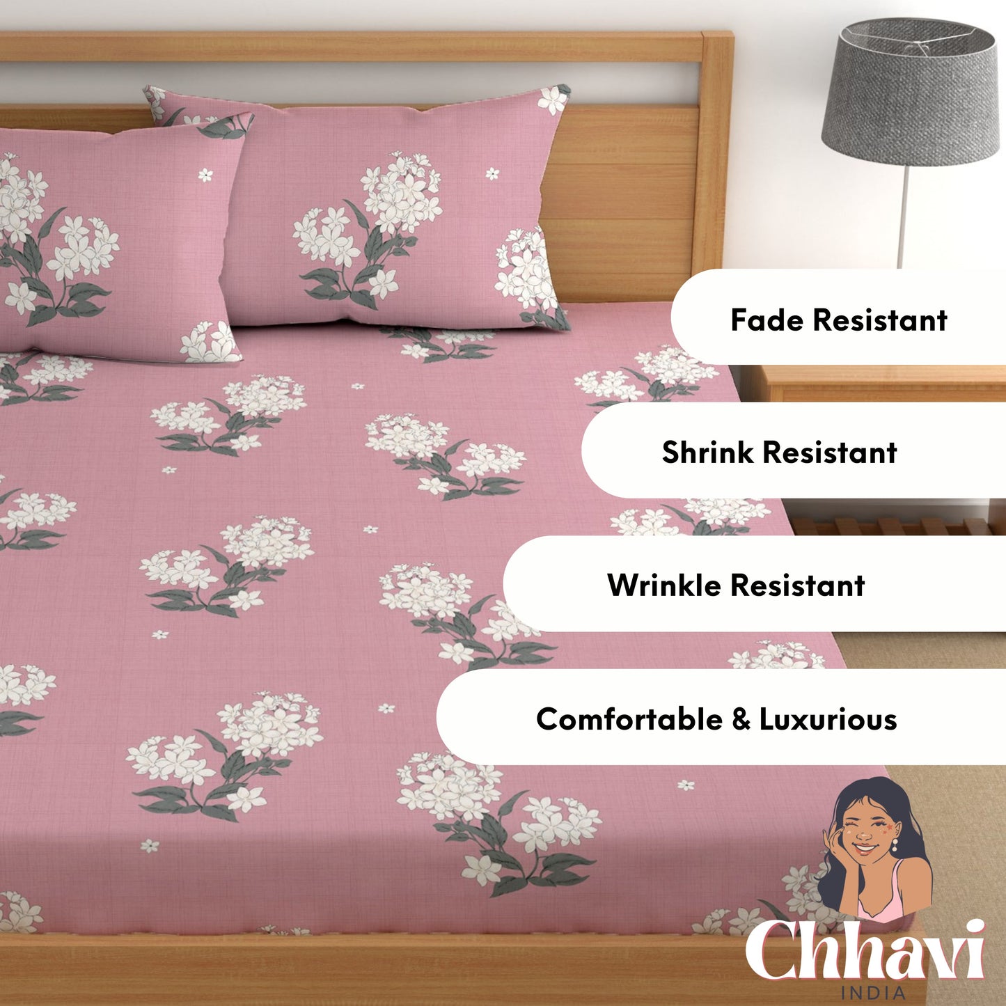 CHHAVI INDIA 210 TC Microfiber Printed King Size Bedsheet With Pillow Covers