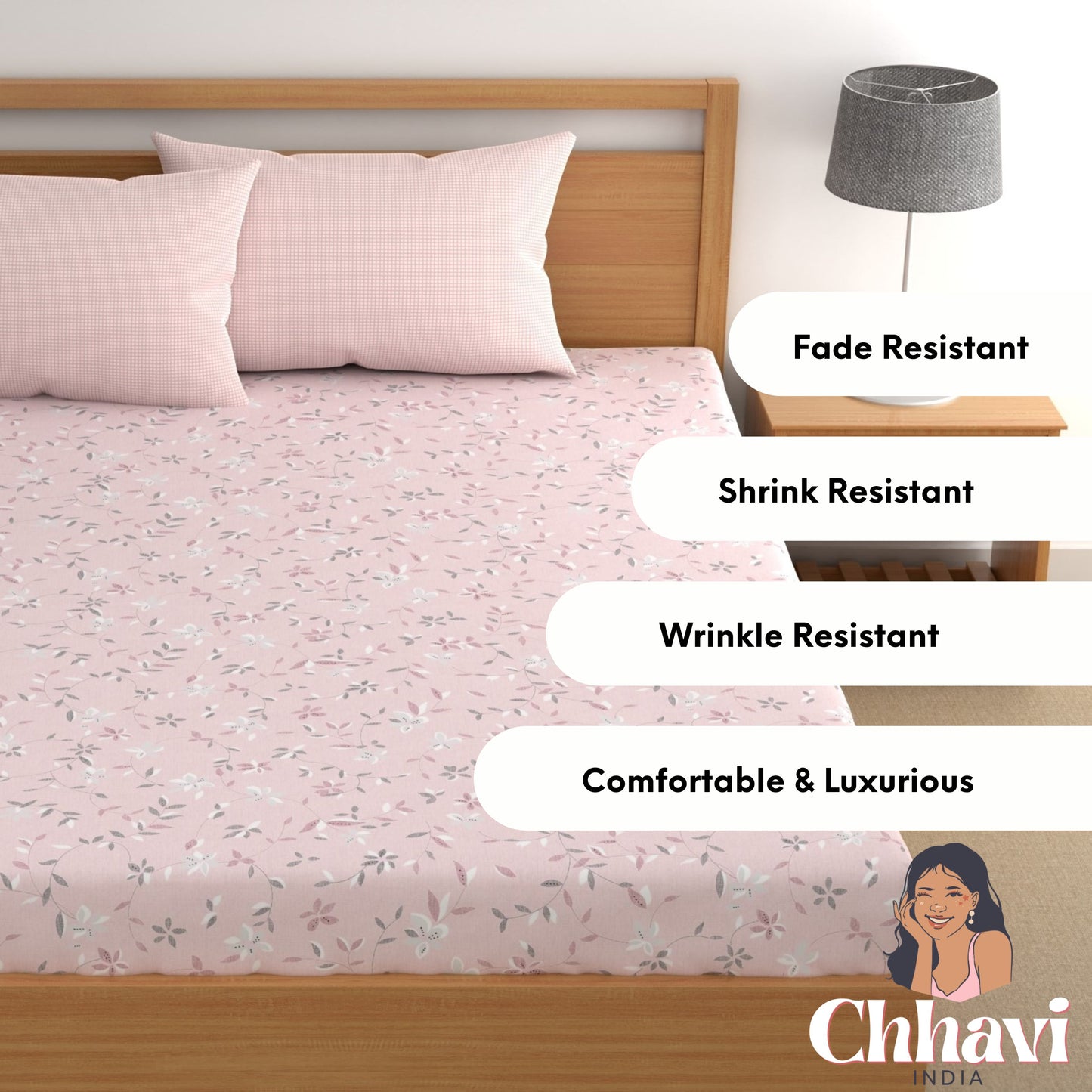 CHHAVI INDIA 210 TC Microfiber Printed King Size Bedsheet With Pillow Covers