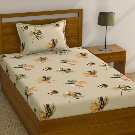 CHHAVI INDIA 210 TC Microfiber Printed Single Bedsheet With 1 Pillow Cover