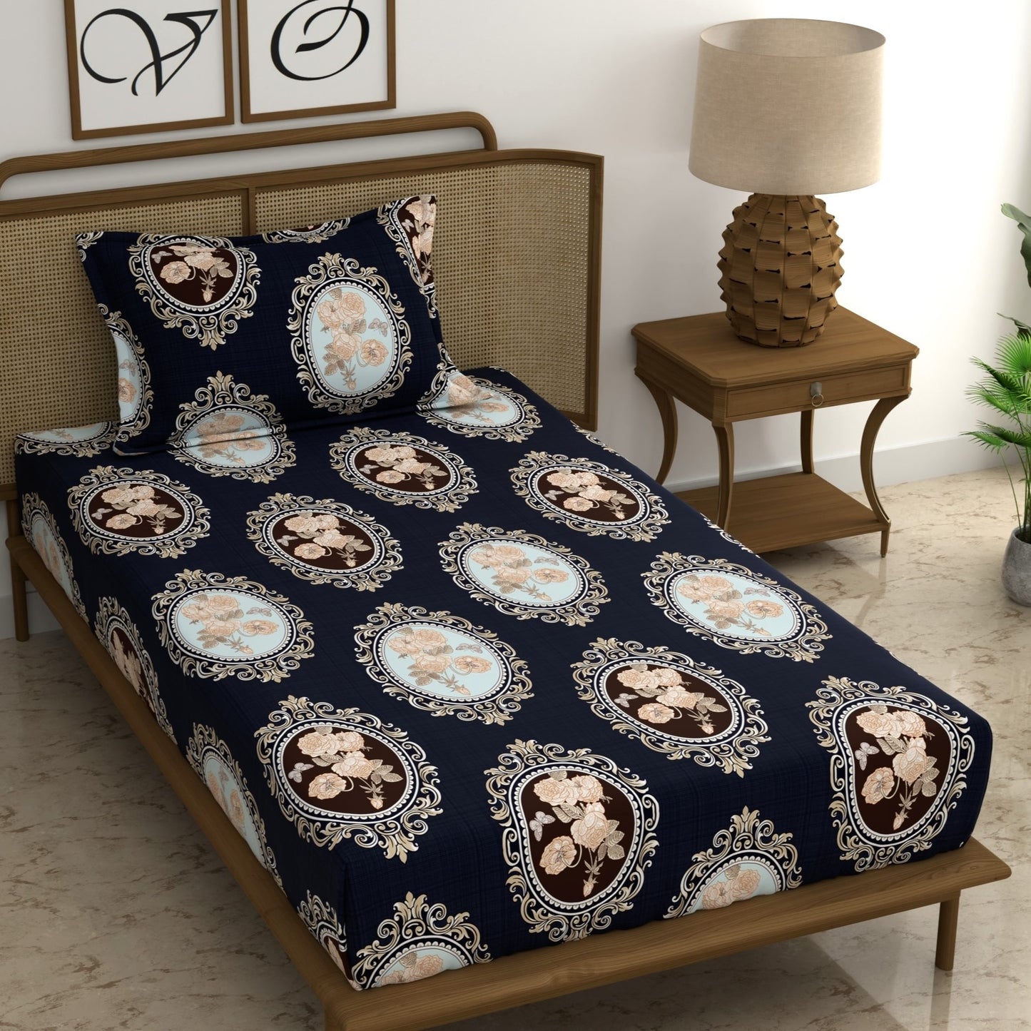 CHHAVI INDIA 210 TC Microfiber Printed Single Bedsheet With 1 Pillow Cover