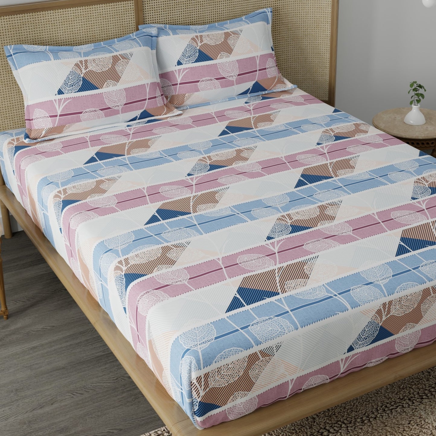 CHHAVI INDIA 210 TC Microfiber Printed Double Bedsheet With Pillow Covers