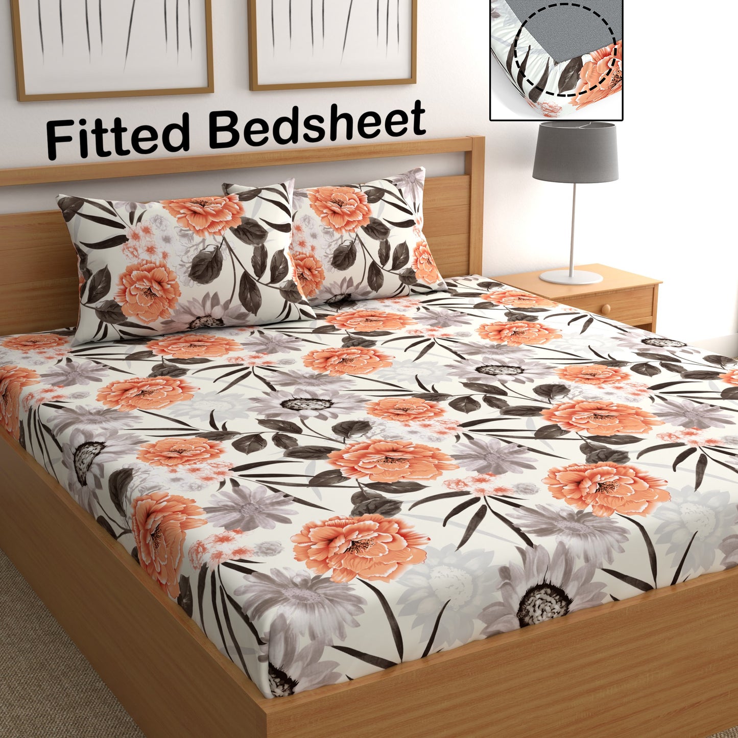 CHHAVI INDIA 210 TC Microfiber Fitted Double Size Printed Bedsheet