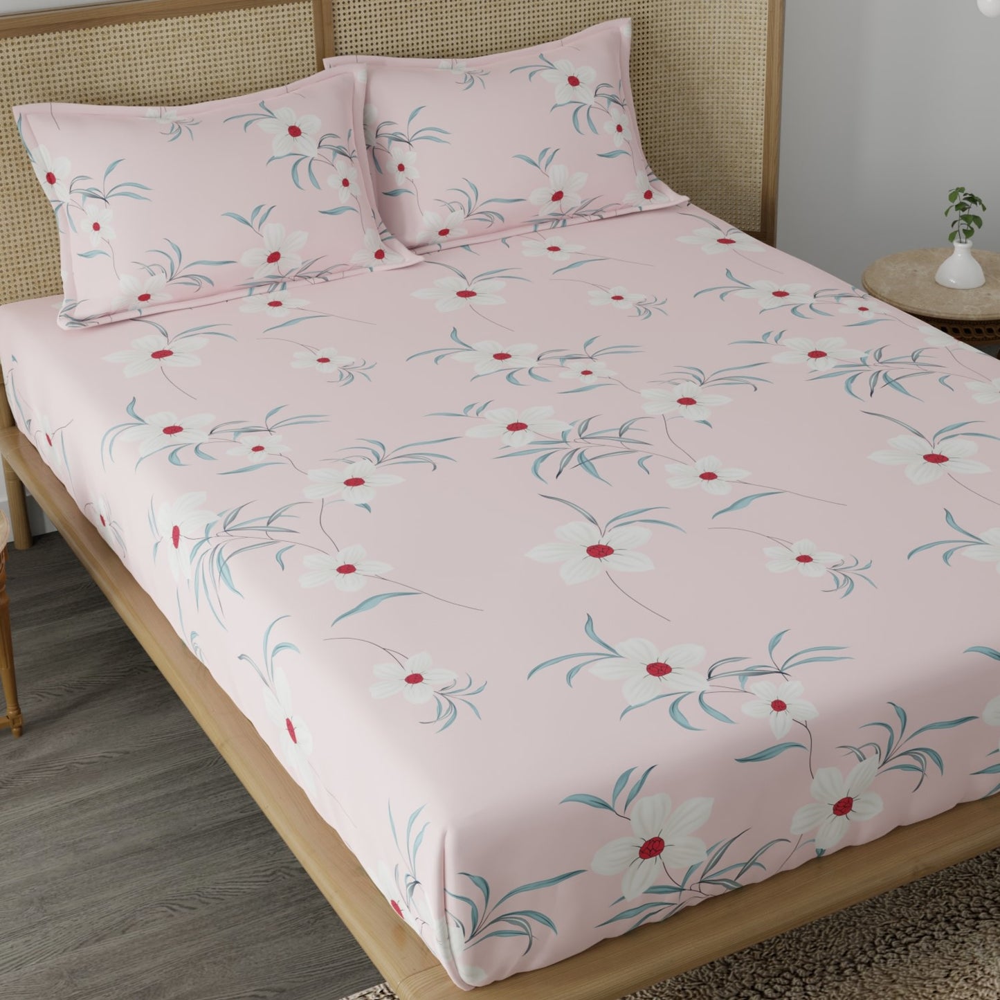 CHHAVI INDIA 210 TC Microfiber Printed Double Bedsheet With Pillow Covers