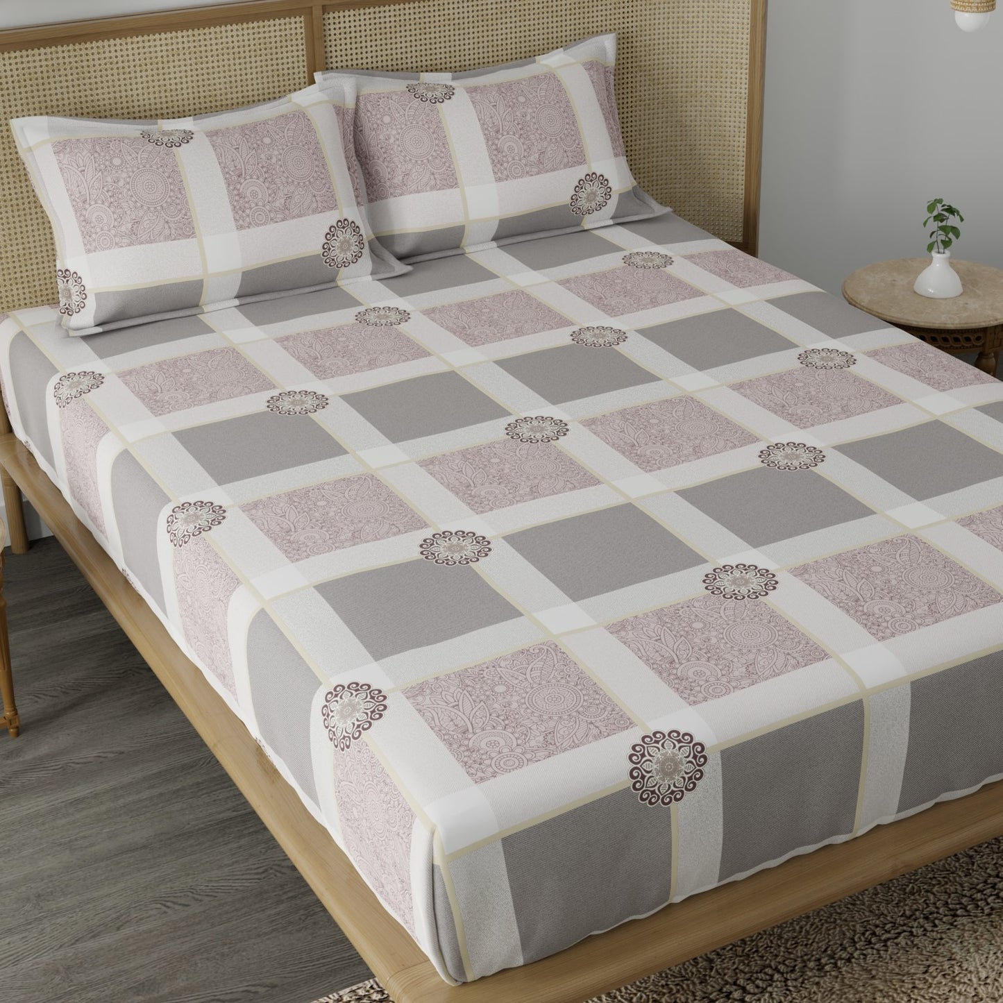 CHHAVI INDIA 210 TC Microfiber Printed Double Bedsheet With Pillow Covers