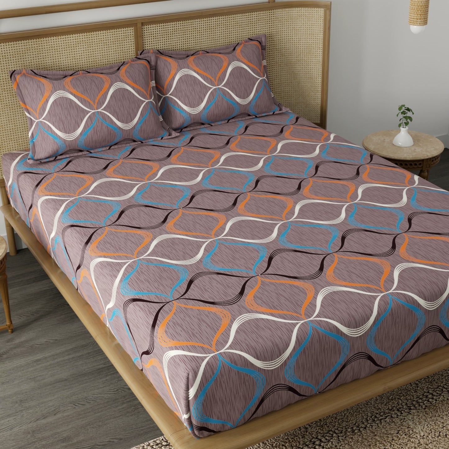 CHHAVI INDIA 210 TC Microfiber Printed Double Bedsheet With Pillow Covers