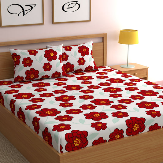 CHHAVI INDIA 210 TC Microfiber Printed Double Bedsheet With Pillow Covers