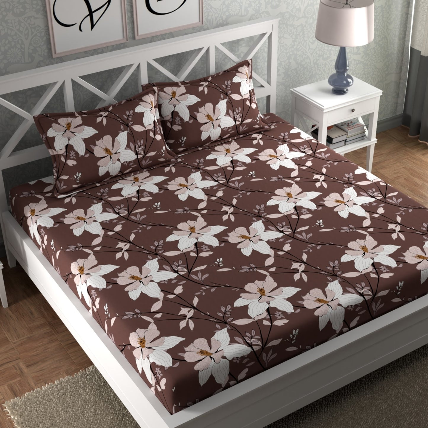 CHHAVI INDIA 210 TC Microfiber Printed Double Bedsheet With Pillow Covers