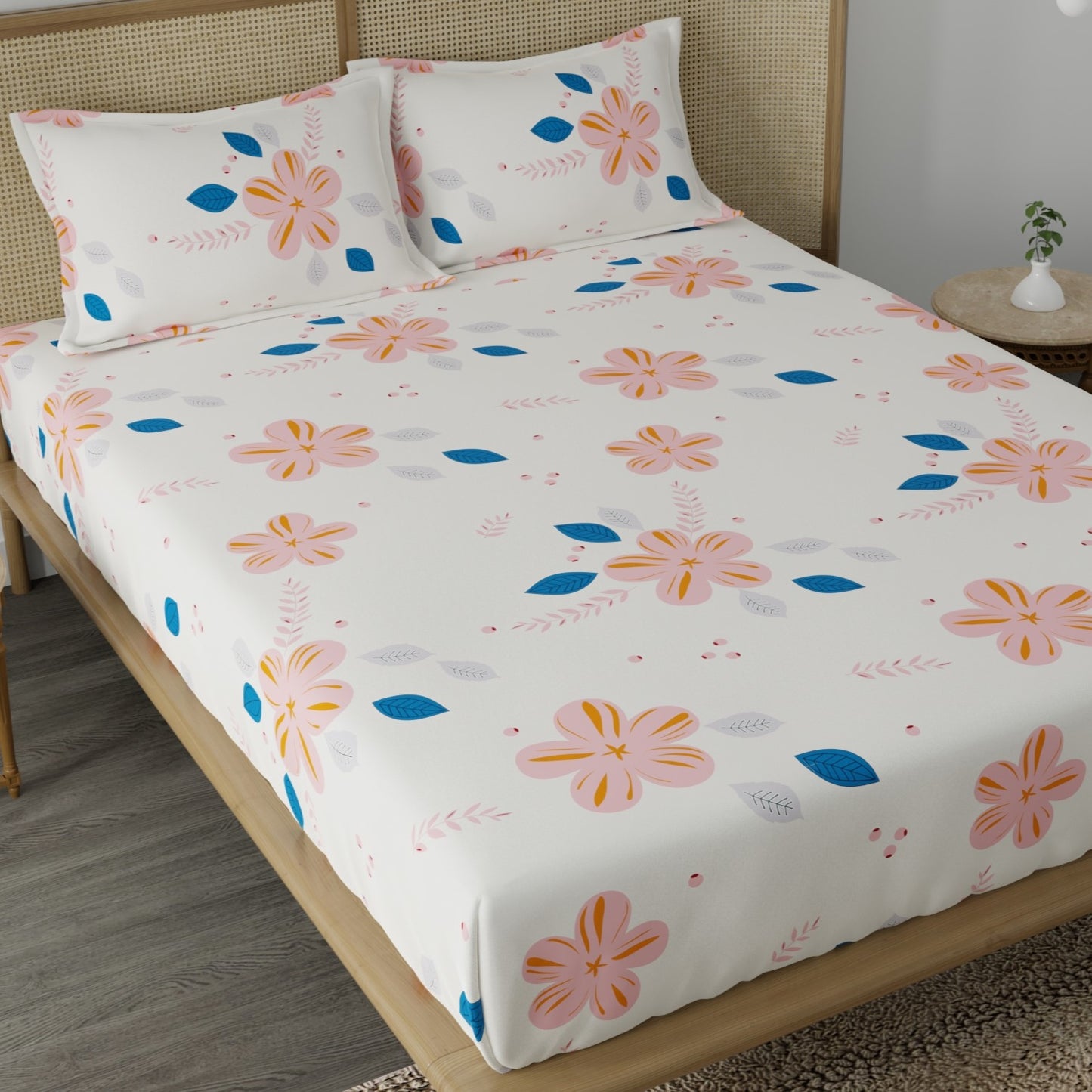 CHHAVI INDIA 210 TC Microfiber Printed Double Bedsheet With Pillow Covers