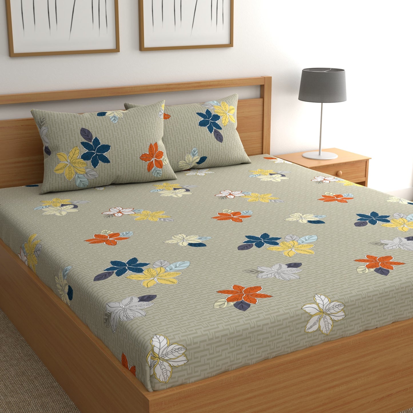 CHHAVI INDIA 210 TC Microfiber Printed Double Bedsheet With Pillow Covers