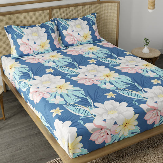 CHHAVI INDIA 210 TC Microfiber Printed Double Bedsheet With Pillow Covers