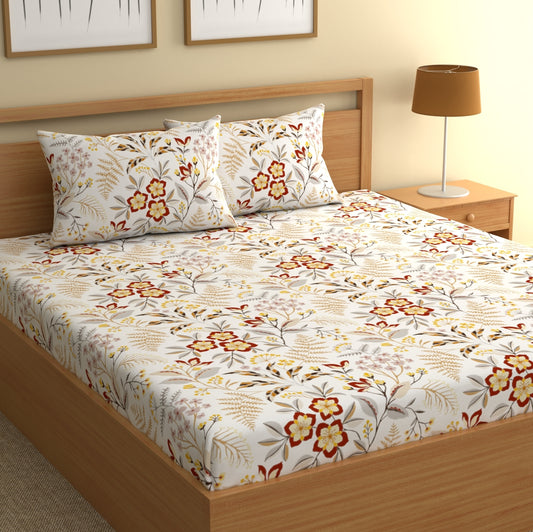 CHHAVI INDIA 210 TC Microfiber Printed Double Bedsheet With Pillow Covers