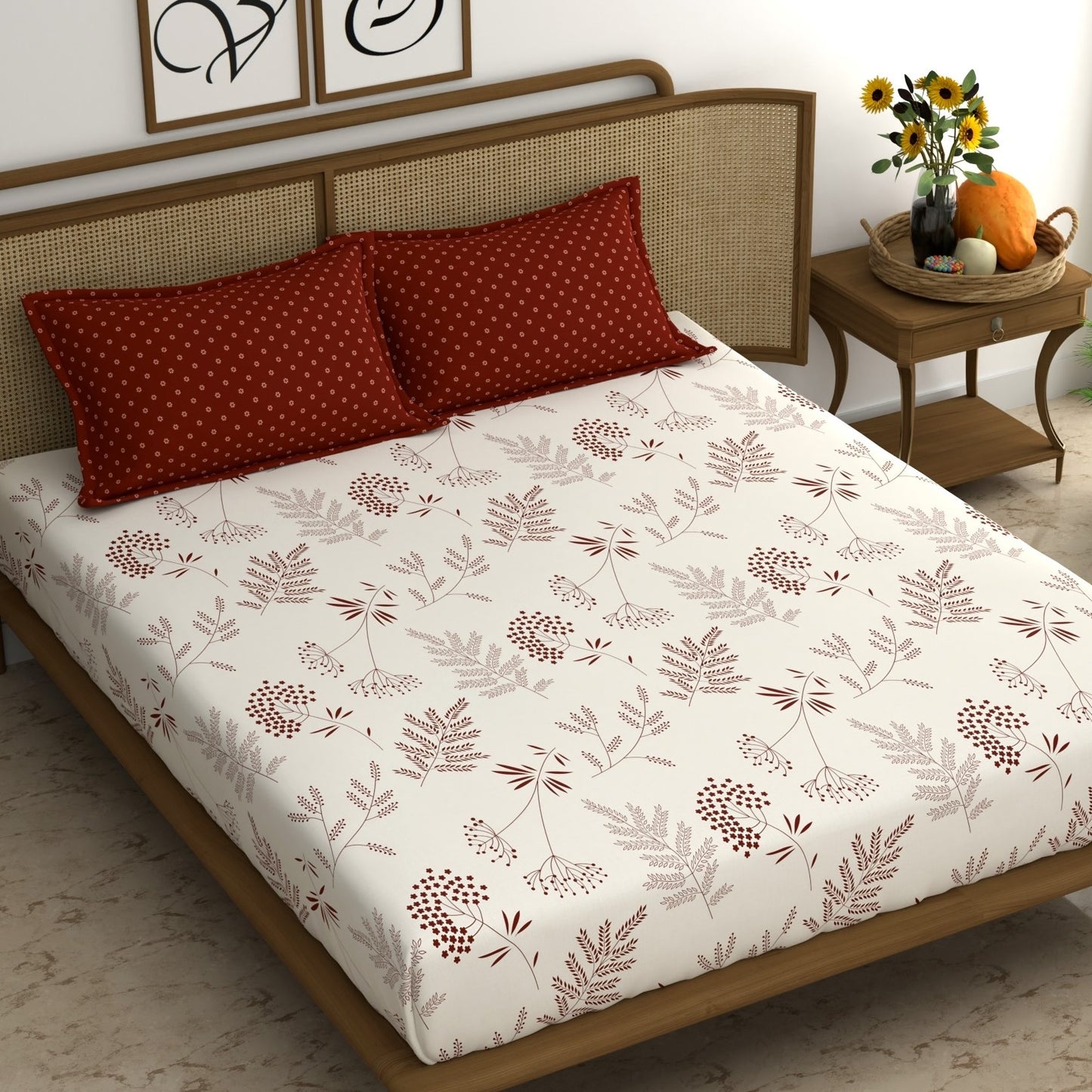 CHHAVI INDIA 210 TC Microfiber Printed Double Bedsheet With Pillow Covers