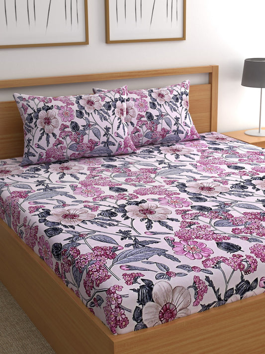 CHHAVI INDIA 210 TC Microfiber Printed Double Bedsheet With Pillow Covers