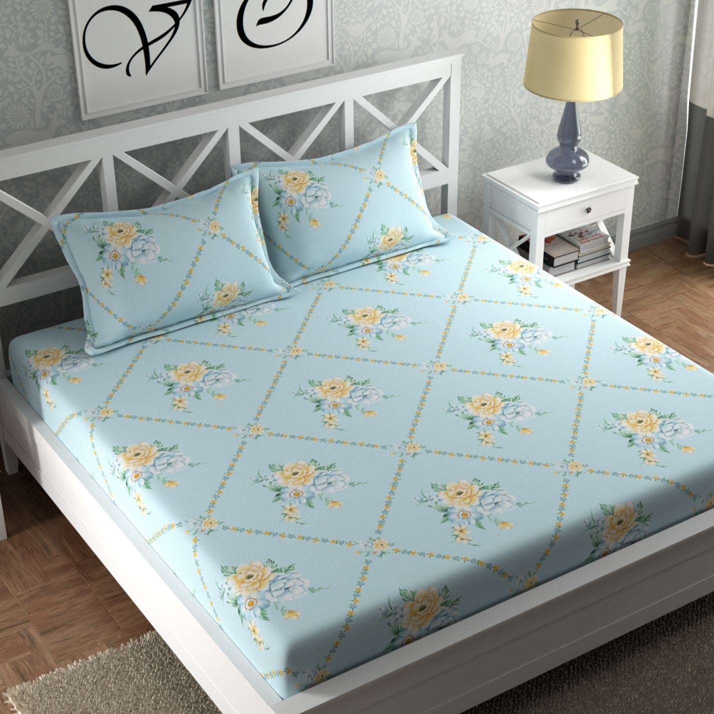 CHHAVI INDIA 210 TC Microfiber Printed Double Bedsheet With Pillow Covers