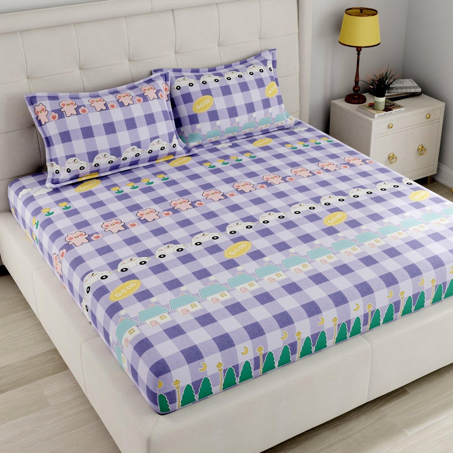 CHHAVI INDIA 210 TC Microfiber Printed Double Bedsheet With Pillow Covers