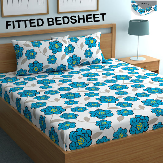 CHHAVI INDIA 210 TC Microfiber Fitted Double Size Printed Bedsheet