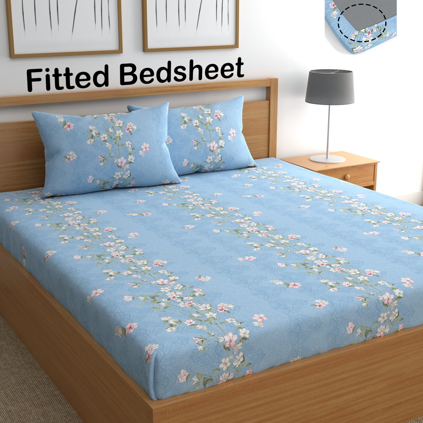 CHHAVI INDIA 210 TC Microfiber Fitted Double Size Printed Bedsheet